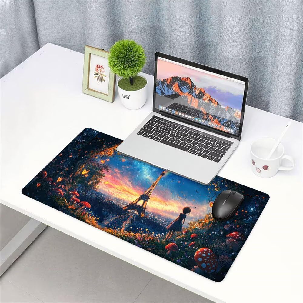 Podkładka pod mysz XXL czarna podkładka pod mysz do gier na biurko akcesoria do klawiatury podkładka pod mysz rozszerzony krajobraz szeroka mata do gier 1400 x 600 x 3 mm ochrona na biurko gumowa