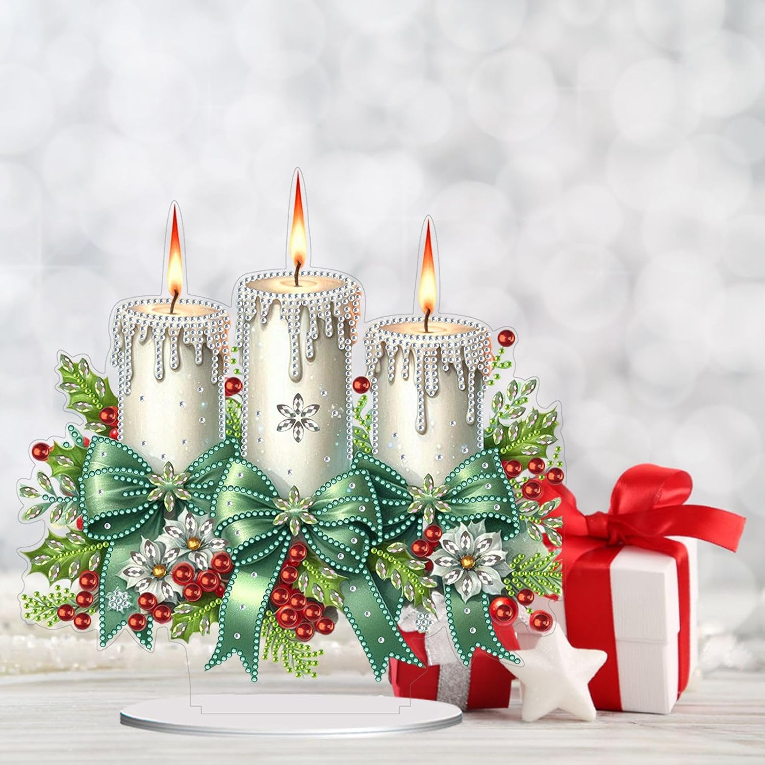 DoxQcs DIY Dot Diamond Table Ornaments for Adults, Christmas Diamond Art Painting Home Decoration Desktop Ornaments for Home Office Decor (Double-Sided Pattern Single-Sided Diamond)-#27-2PC