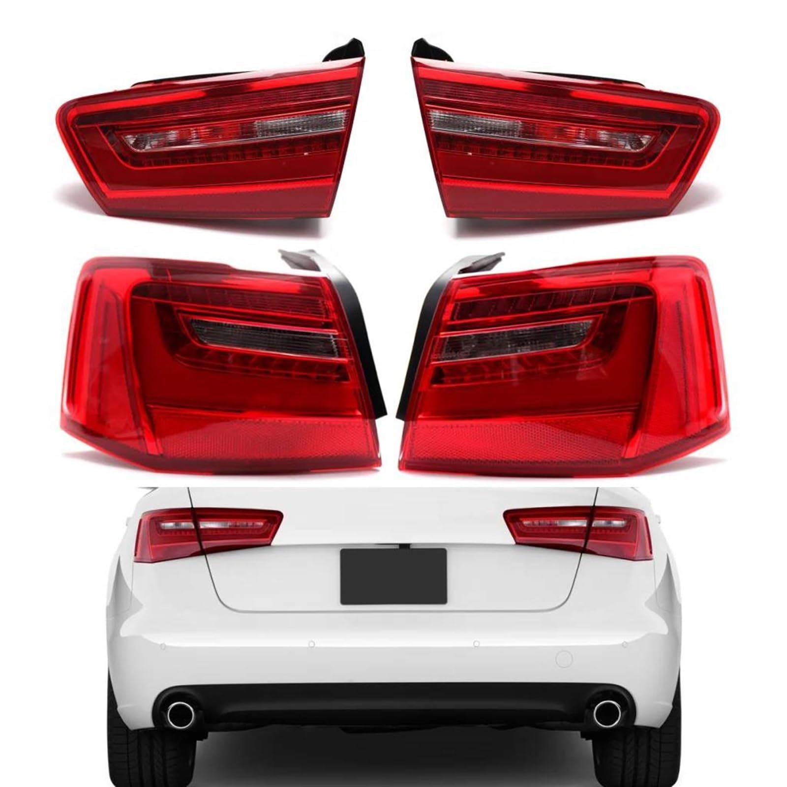 Después Luces Traseras Luz trasera LED interior exterior para A6 C7 2010-2016 señal giro advertencia conjunto luz freno y parada accesorios coche(Inner R)