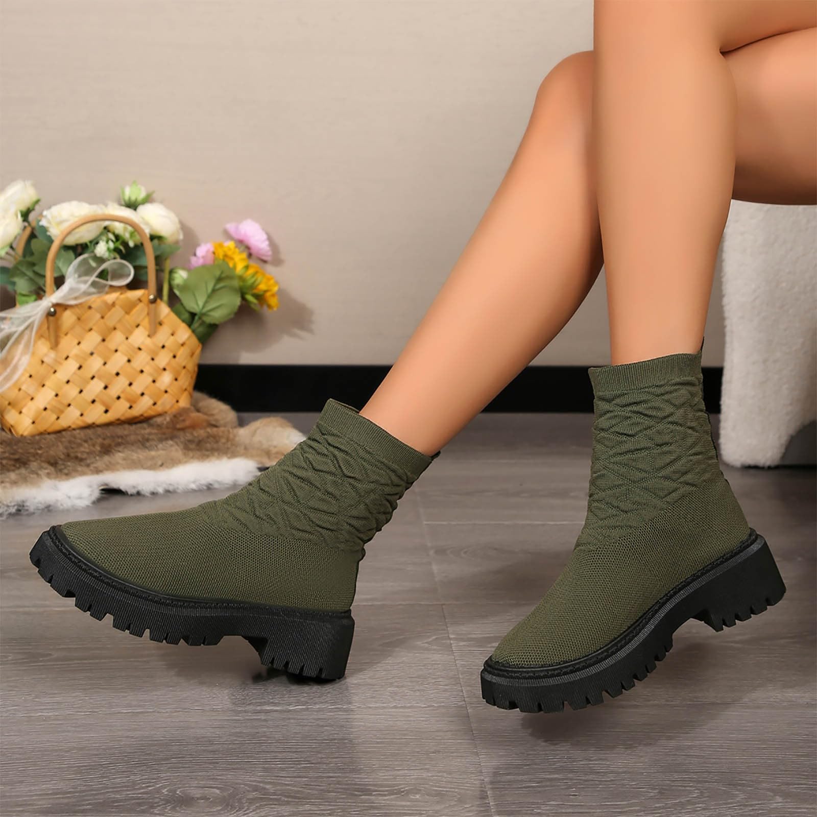 Generisch Donna Inverno British Moda Piattaforma Goffo Stivaletti Caldi Scarpe All'aperto