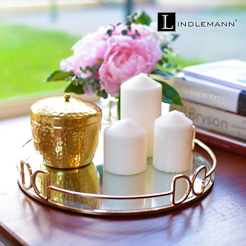 Miniatura 10 de Bandeja decorativa  Bandeja decorativa de metal con espejo  Estilo romano elegante diseño para joyas, sala de estar, Pascua (cuadrado, 12 pulgadas,