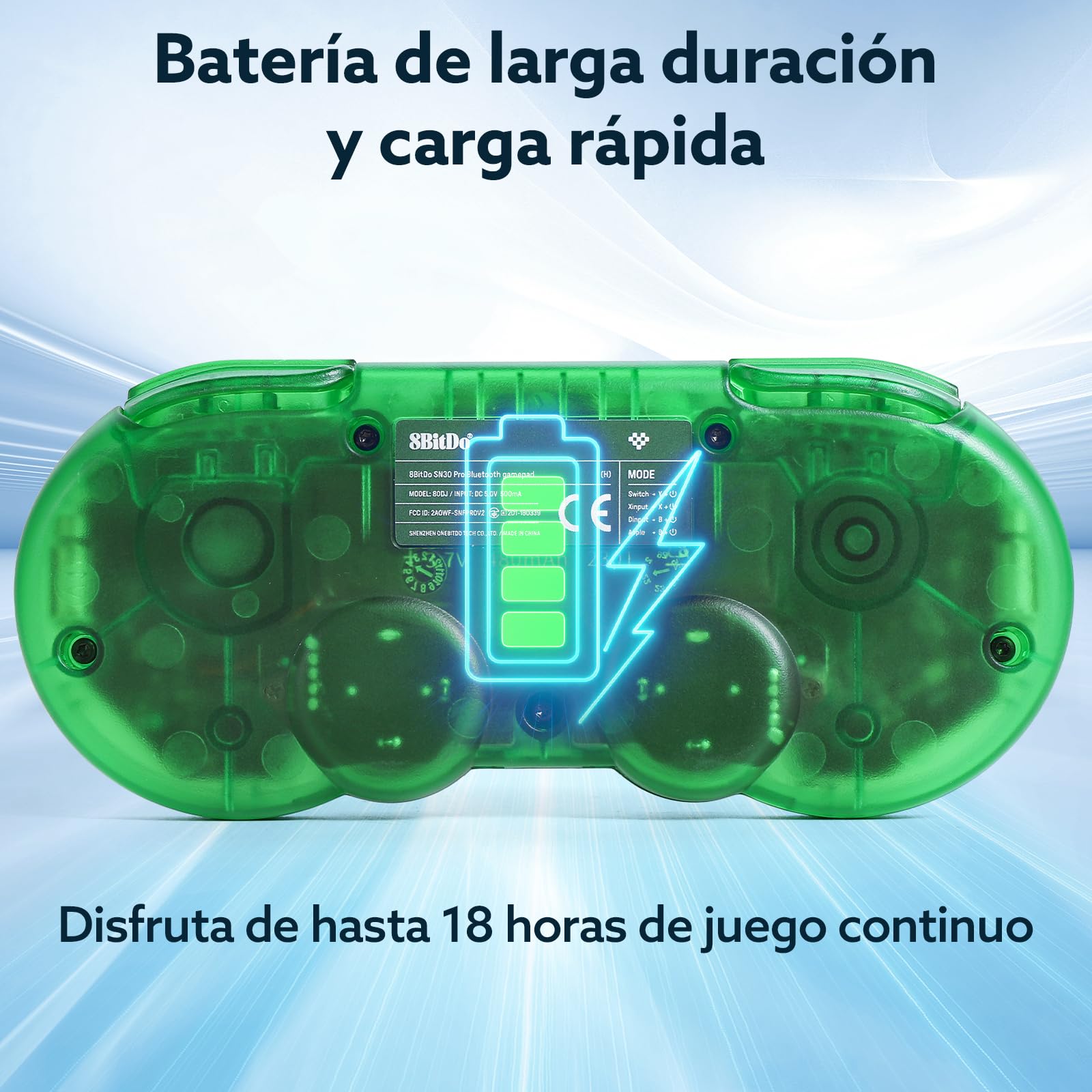 LONGYI 8BitDo SN30 Pro Mando inalámbrico Bluetooth con joysticks de efecto Hall, vibración Rumble y cable USB-C, Gamepad retro para Switch, Windows, Mac OS, Android, Steam Deck - Verde
