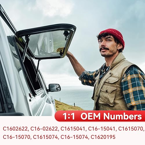 Miniatura 3 de C16-02622 - Amortiguadores de gas de 17 pulgadas, 28 libras127N, soporte de elevación para Leer are Snugtop Camper Shell Truck Topper Ventana