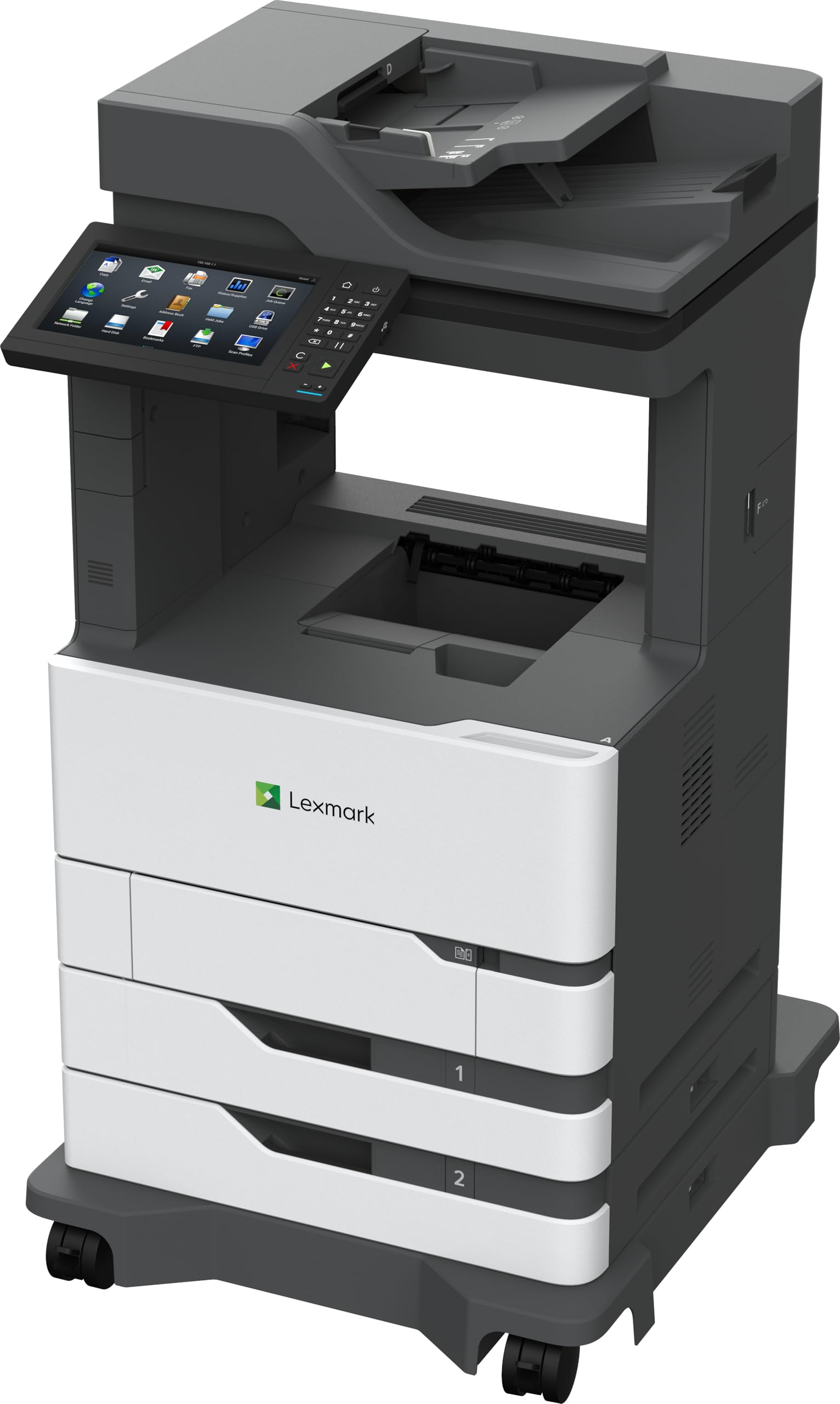 Lexmark MX822ade Monochrome Laser, Integrated Duplex (2-sided printing), 10-inch color touch screen, Energy Star, Print Speed: Up to 55 ppm, Recommended Monthly Page Volume: 3000-50000 pages (25B2000)