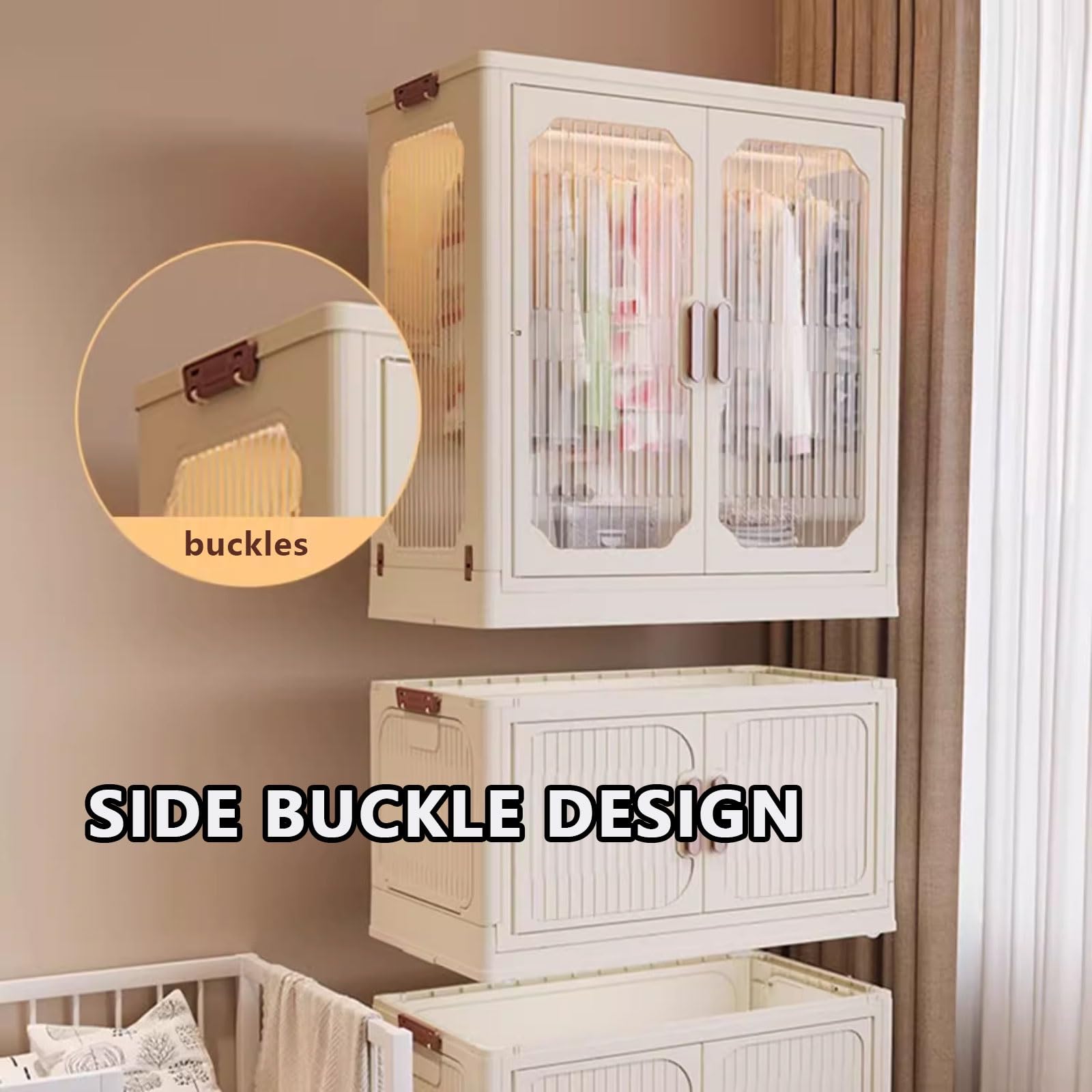 Armadietto in Plastica Armadio Piccolo Mobili Campeggio Scatole Contenitori Di Stoccaggio Impilabili Con Ante Funzione Magnetica for Soggiorno E Camera Da Letto(55 * 32.5 * 128cm)