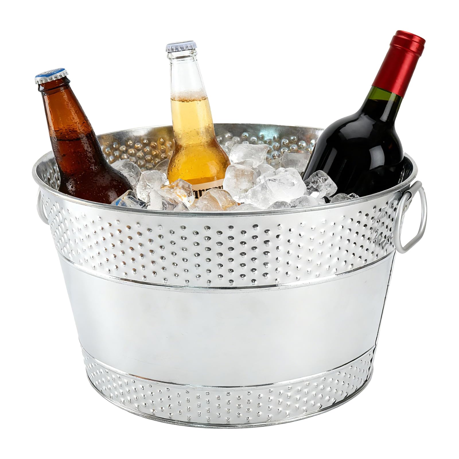 Photo 1 of 1PC Beverage Tub Large Ice Bucket for Parties, Thick Metal Galvanized Tub Drink Buckets, Beverage Bucket with Handles, Drink Bucket for Indoor & Outdoor Party (Sliver)