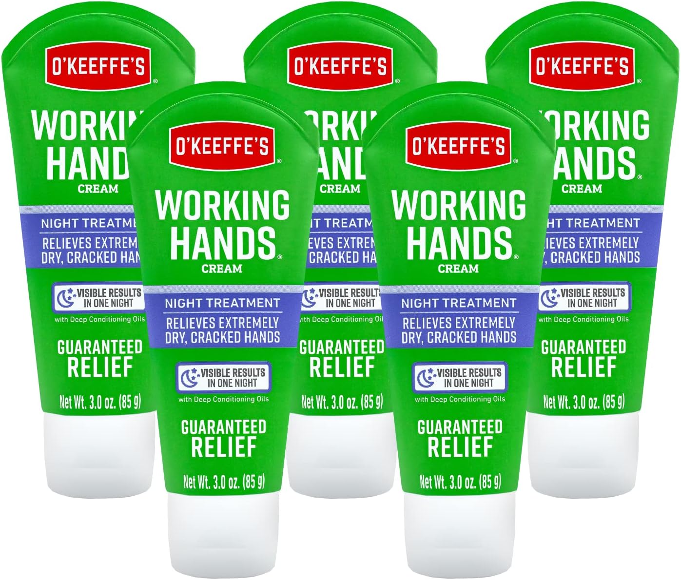 O'Keeffe's Working Hands Night Treatment Hand Cream; 3 oz Tube; (Pack of 5)