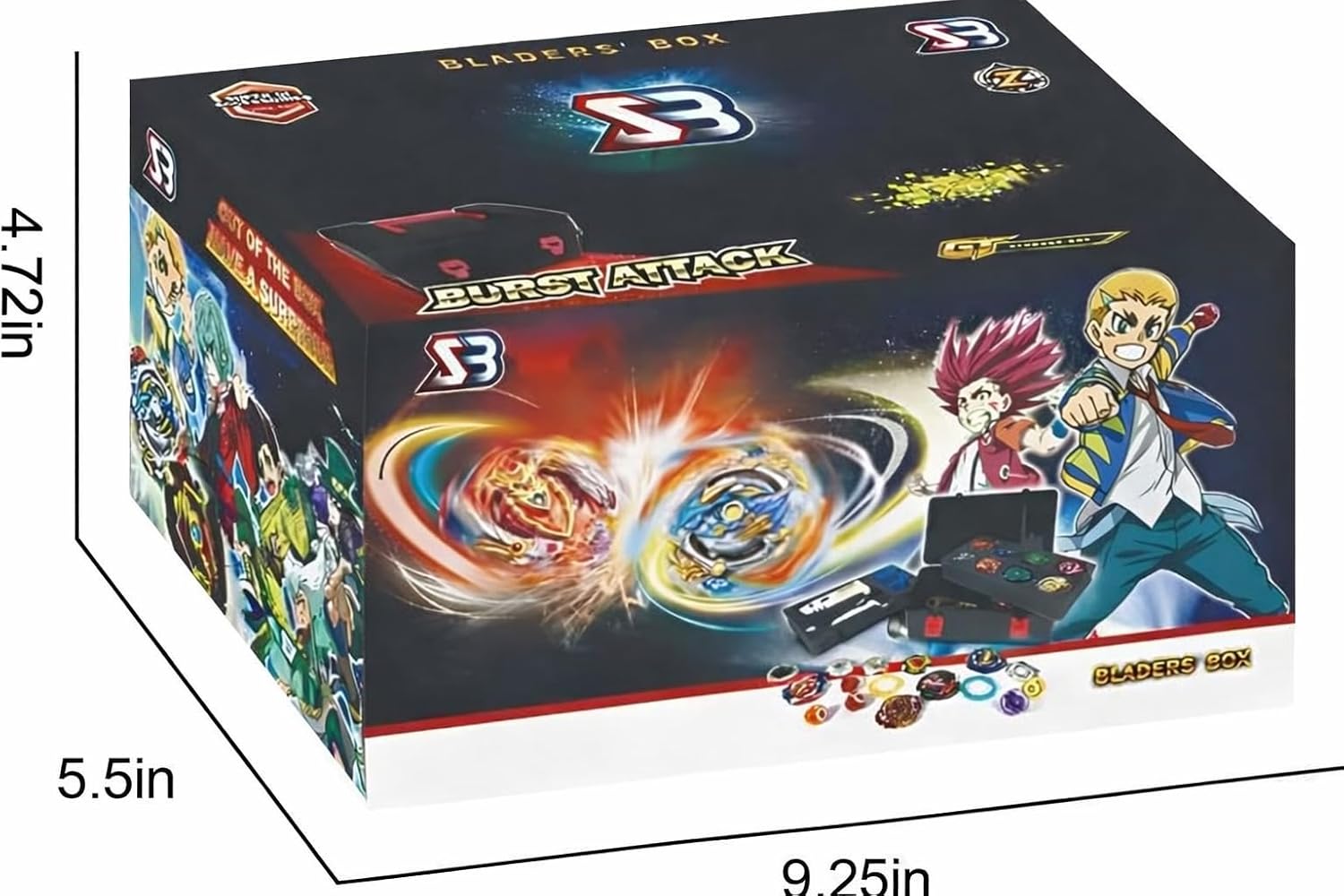 Burst Spinning Top Set with Storage Case, 8 Battle Tops, 2 Launchers & Ripcords, Carry Box Toy Gift for Kids，HZPWHY