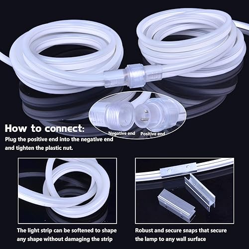 Miniatura 4 de Tira de luces LED de neón de 50 pies luz blanca brillante para exteriores impermeable 6000 K 110 V UL enchufe de alimentación UL 1800 unidades