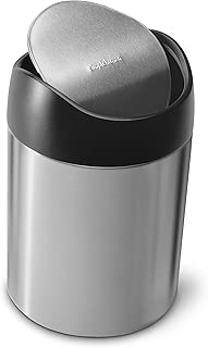 simplehuman 1.5 Liter / 0.40 Gallon Countertop Trash Can, Brushed Stainless Steel - coolthings.us