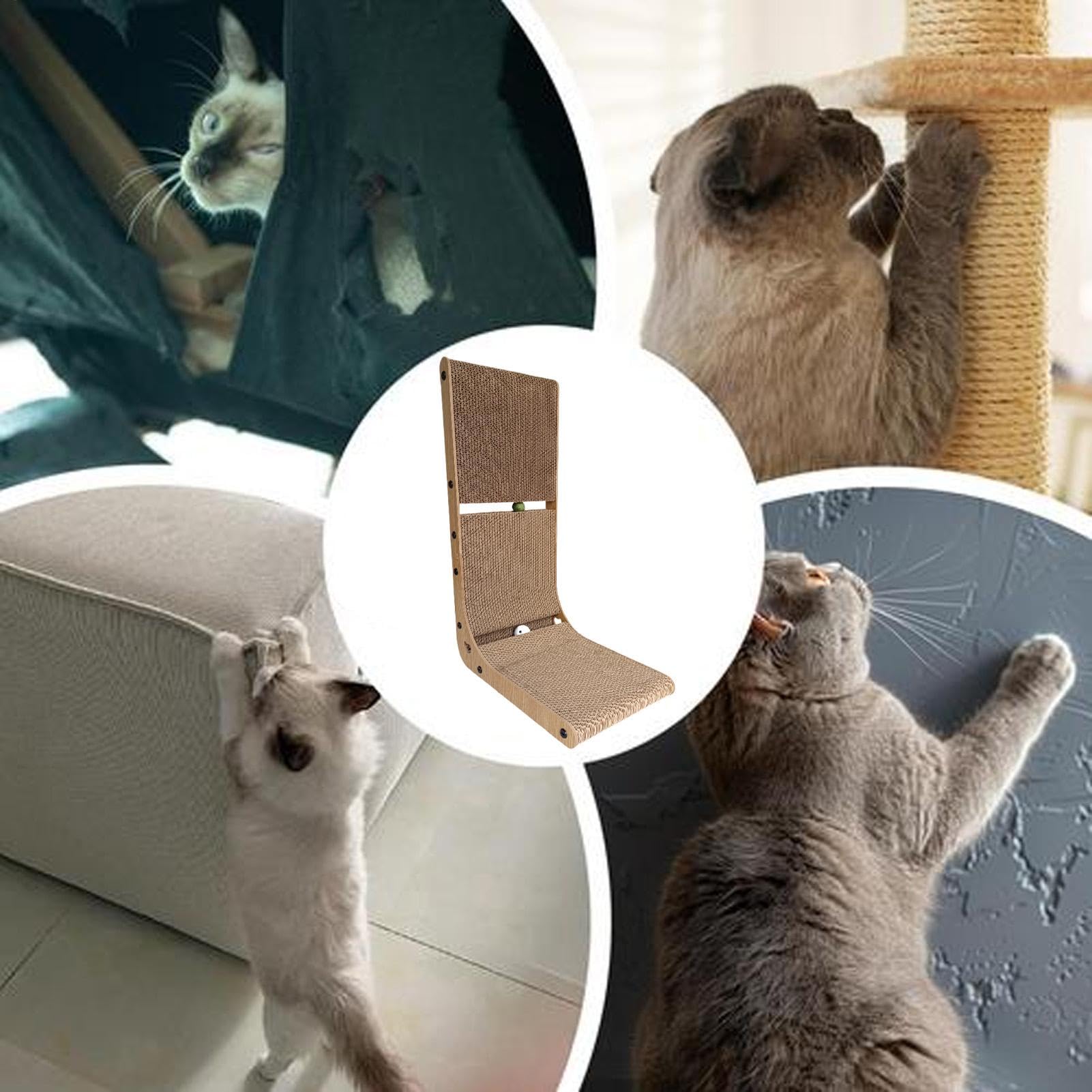 Katzenkratzbaum aus Pappe | Kratzbrett für Katzen | L-förmige Kratzmatte | für Katzen - Vertikale Entspannung Kratzbrett für Katzen | Wandmontage für Indoor-Katzen
