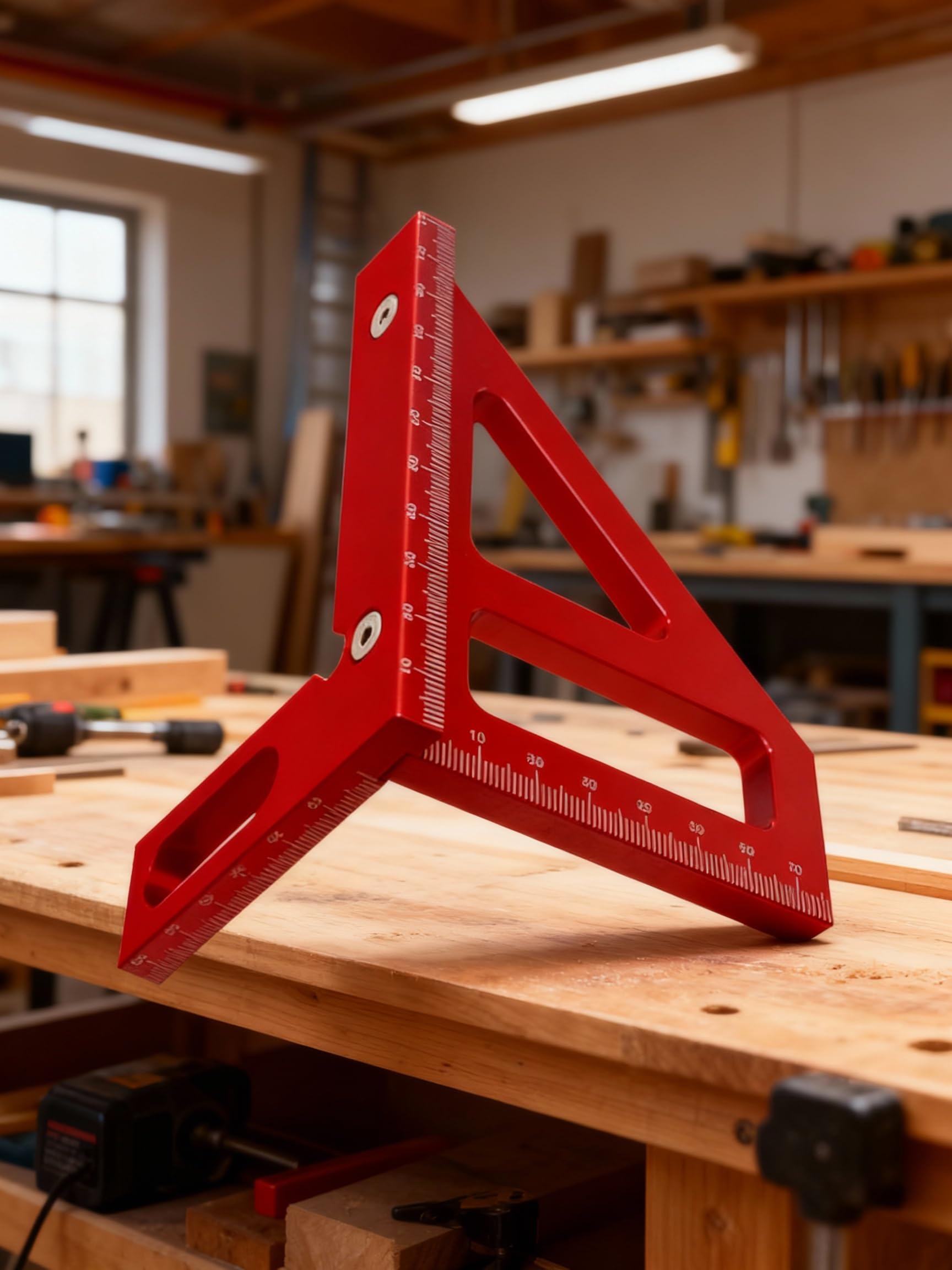 Woodworking Triangular Square Aluminum Alloy 45 90 Degree Angle Ruler Metric Marking Measuring Tool