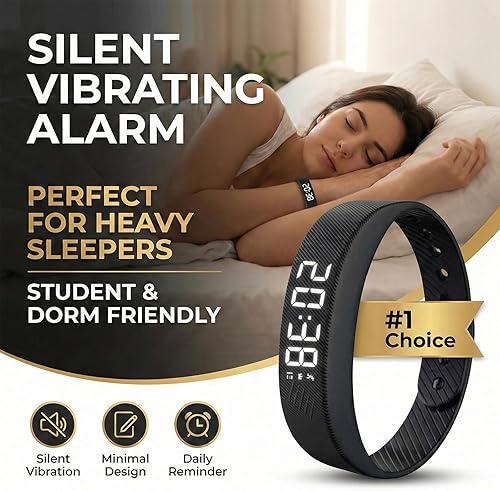Miniatura 2 de Fitsleeps Relojes Despertador Pulsera de Alarma Vibratoria Duración de Batería de 40 Días Bandas de Muñeca Silenciosas de Choque para Personas que