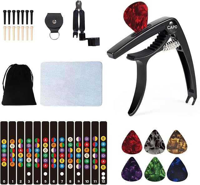 Guitare Capo,3in1 Capo en métal de zinc pour guitares acoustiques et électriques, Ukulele,Mandoline,Banjo,Guitar