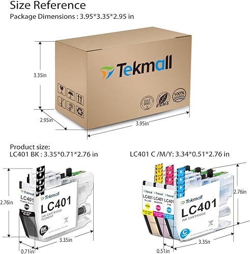 Miniatura 7 de Cartuchos de tinta compatibles LC401 LC401XL LC401 XL para impresora Brother MFC-J1010DW MFC-J1012DW MFC-J1170DW, chip más reciente en noviembre de