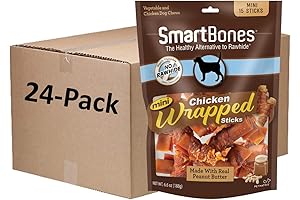 SmartBones Mini Chicken Wrapped Sticks - Peanut Butter Dog Treats