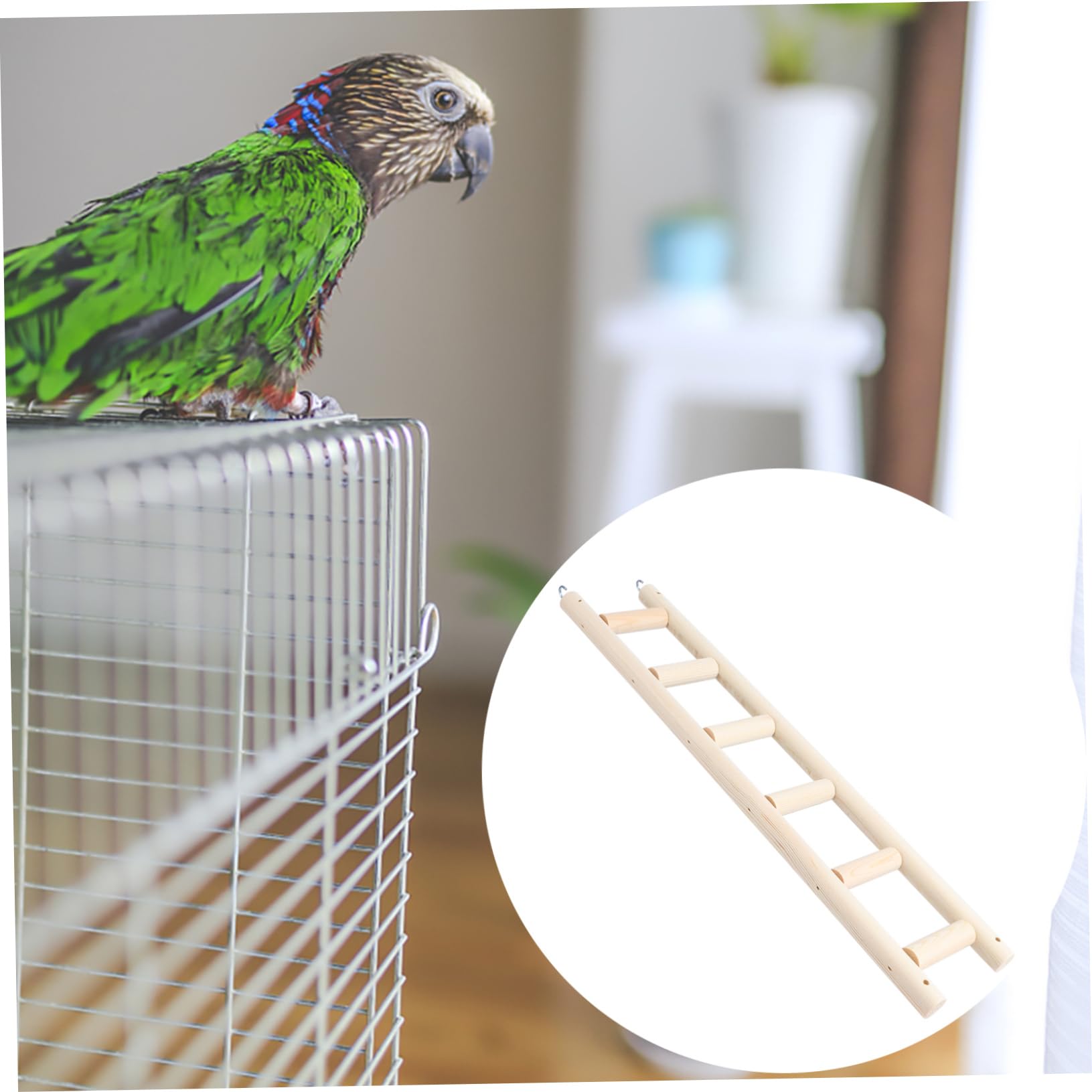 Happyyami Bird Ladder Wooden Stairs for Parrots Bird Climbing Ladder Parrot Toy Handmade Odorless DIY Coloring