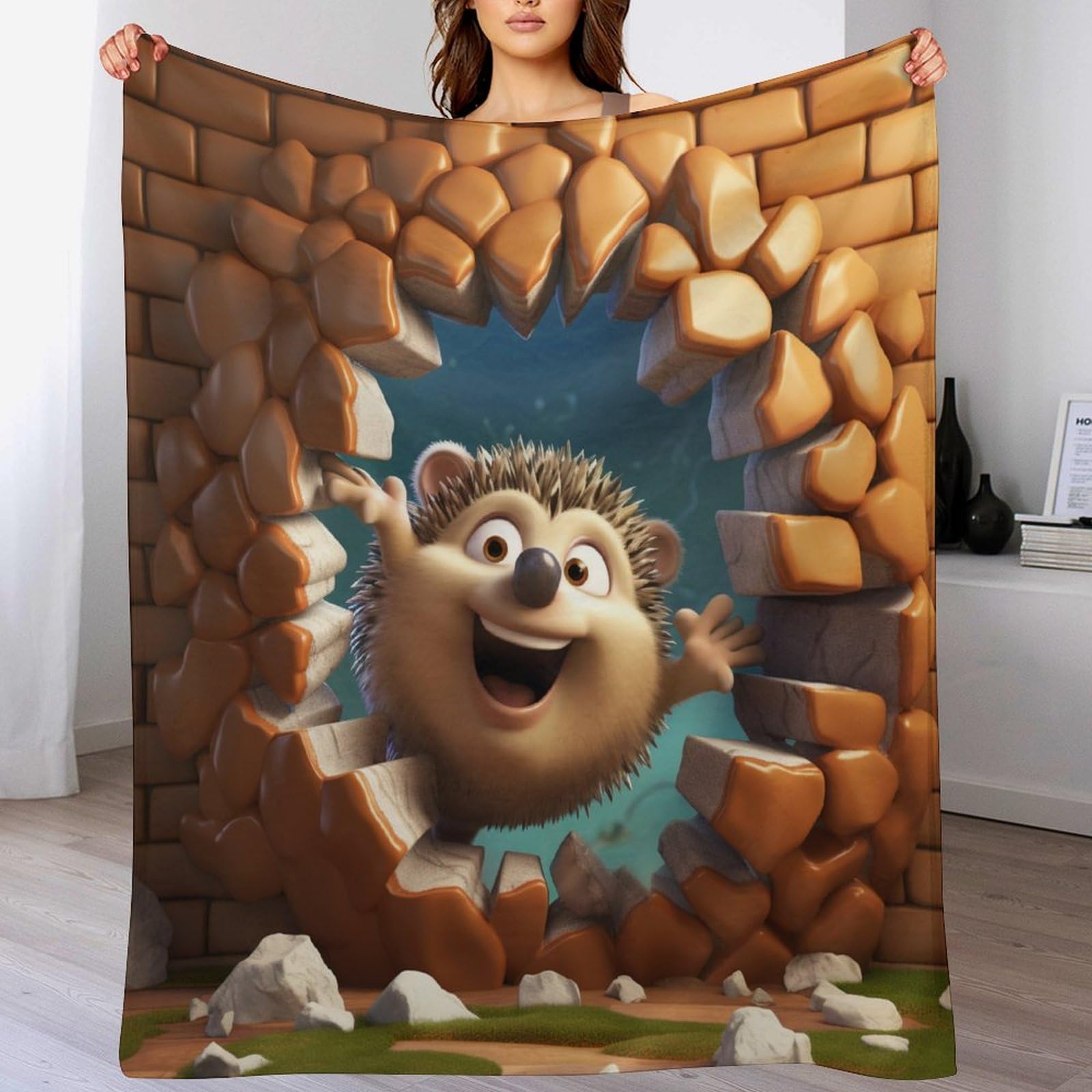 Couverture hérisson polaire 180x200cm pour canapé