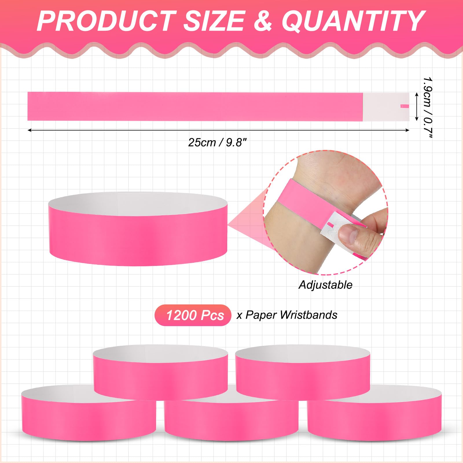 PATIKIL Paper Wristbands for Events 1200 Pack Neon Party Wrist Bands - Image 2