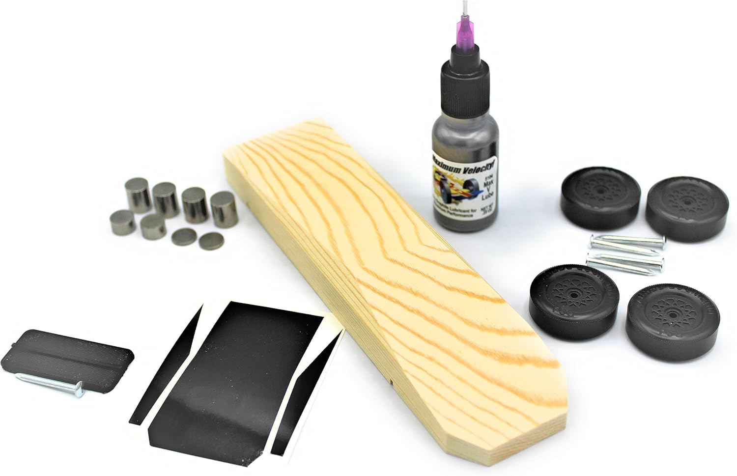 Maximum Velocity! Pinewood Truck Kit | Includes Official Scout Speed Wheels, Speed Axles, Graphite & Tungsten Weight | CyberNater Derby Car Kit