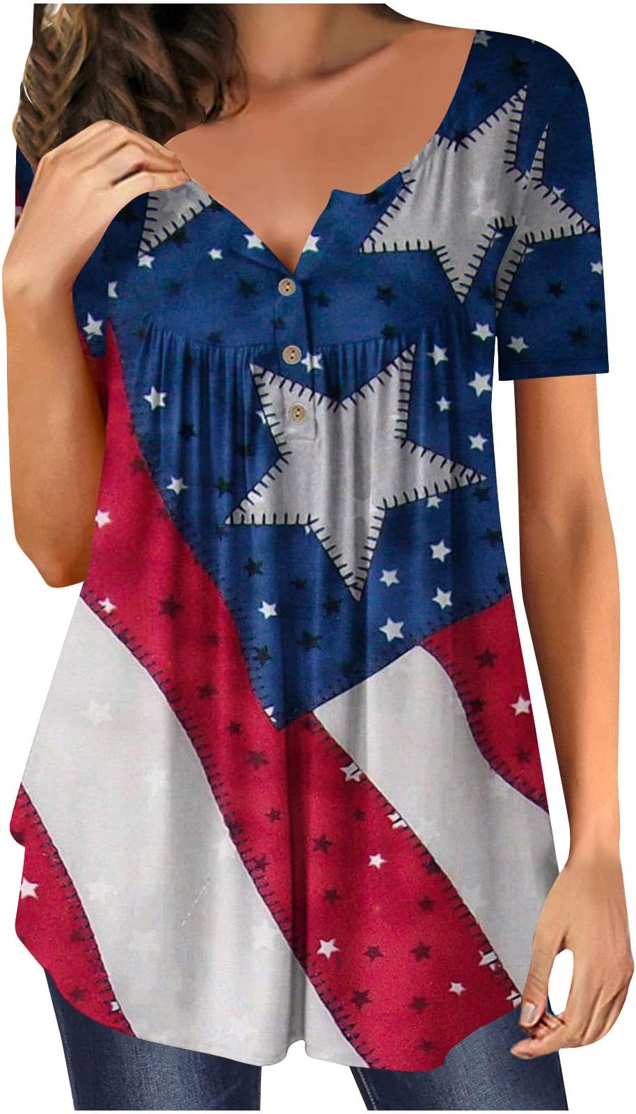 squarex Womens Summer Tops, 4th Fourth of July Patriotic USA American Flag Star Striped Independence Day T Shirts Tunic Tops 10 Dollar Items 20 Dollar Items #2