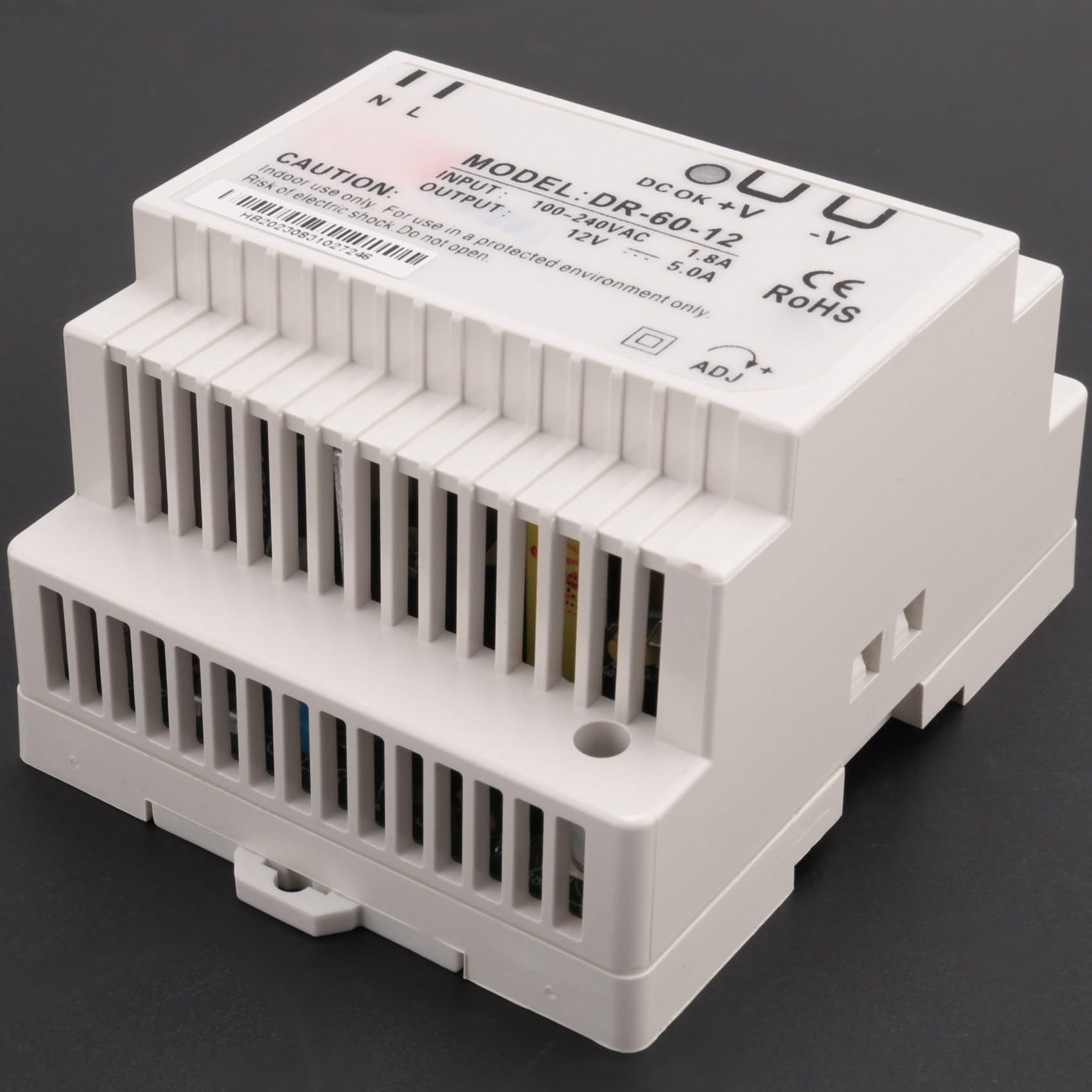 5X -60-12 Trasformatore 12 Volt 5 Amp Alimentatore per Guida DIN Industriale Alimentatore da 220 V CA un 12 V CC (12 V)