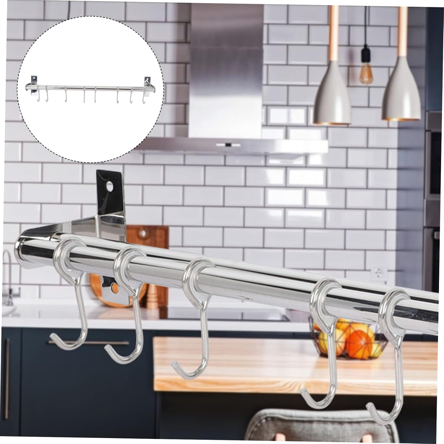 Alipis Wall Mounted Kitchen Utensil Rack Hanger with Hooks and Easy to Install Utensil Storage for Organization