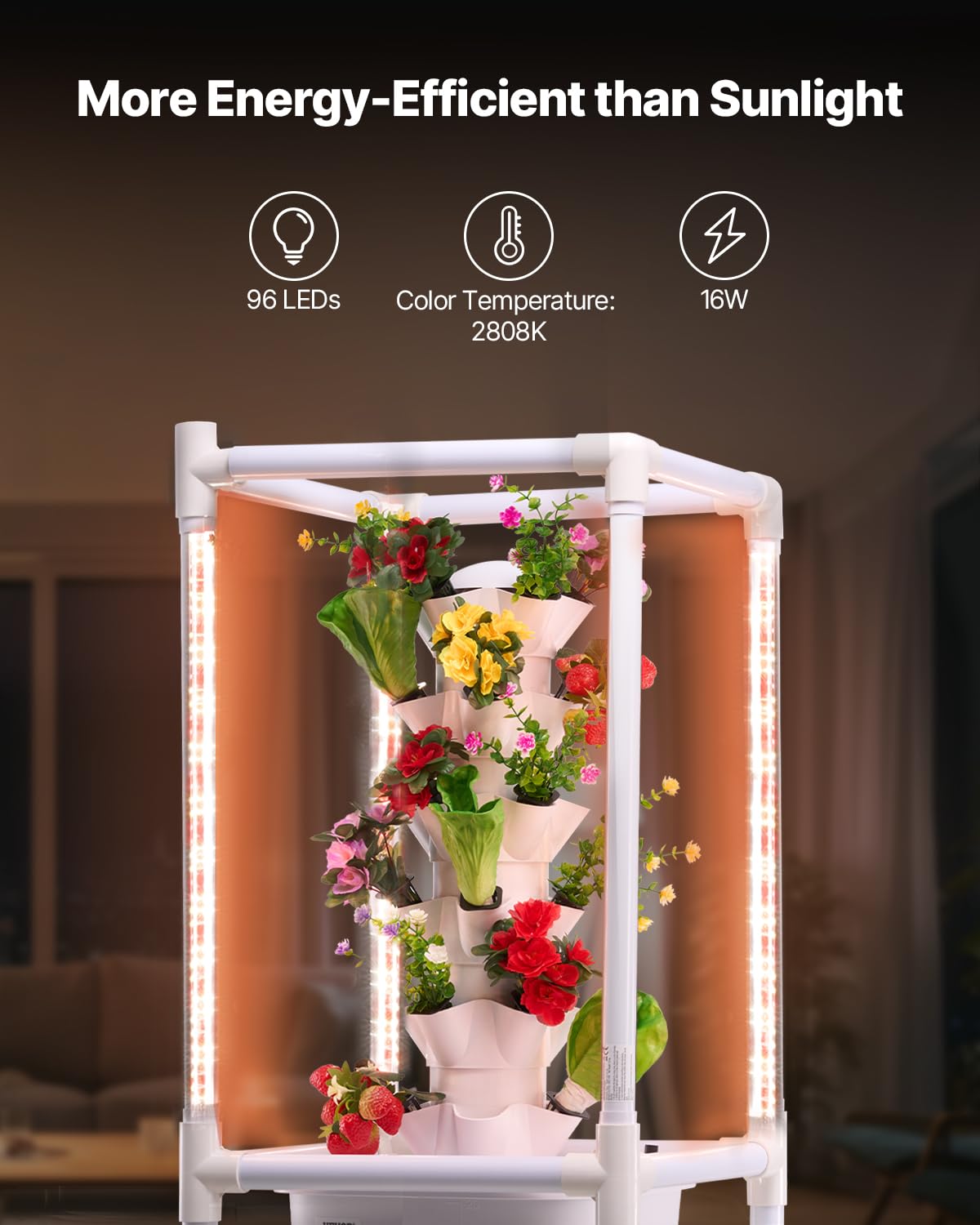 VEVOR Système de Culture Hydroponique, 30 Fentes de Plantation, Tour Hydroponique 6 Niveaux, avec Lampe de Culture, Pompe à Eau, Kit Germination de Plantes pour Herbes, Fruits, Légumes d'Intérieur