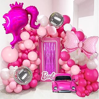 130Pcs Pink Balloon Garland Arch Kit, Hot Pink Balloons, Pink Girl Balloons for Pink Girl Theme Party Decorations, Girl Birthday Party Decorations, Pink Girl Baby Shower, Princess Themed decorations
