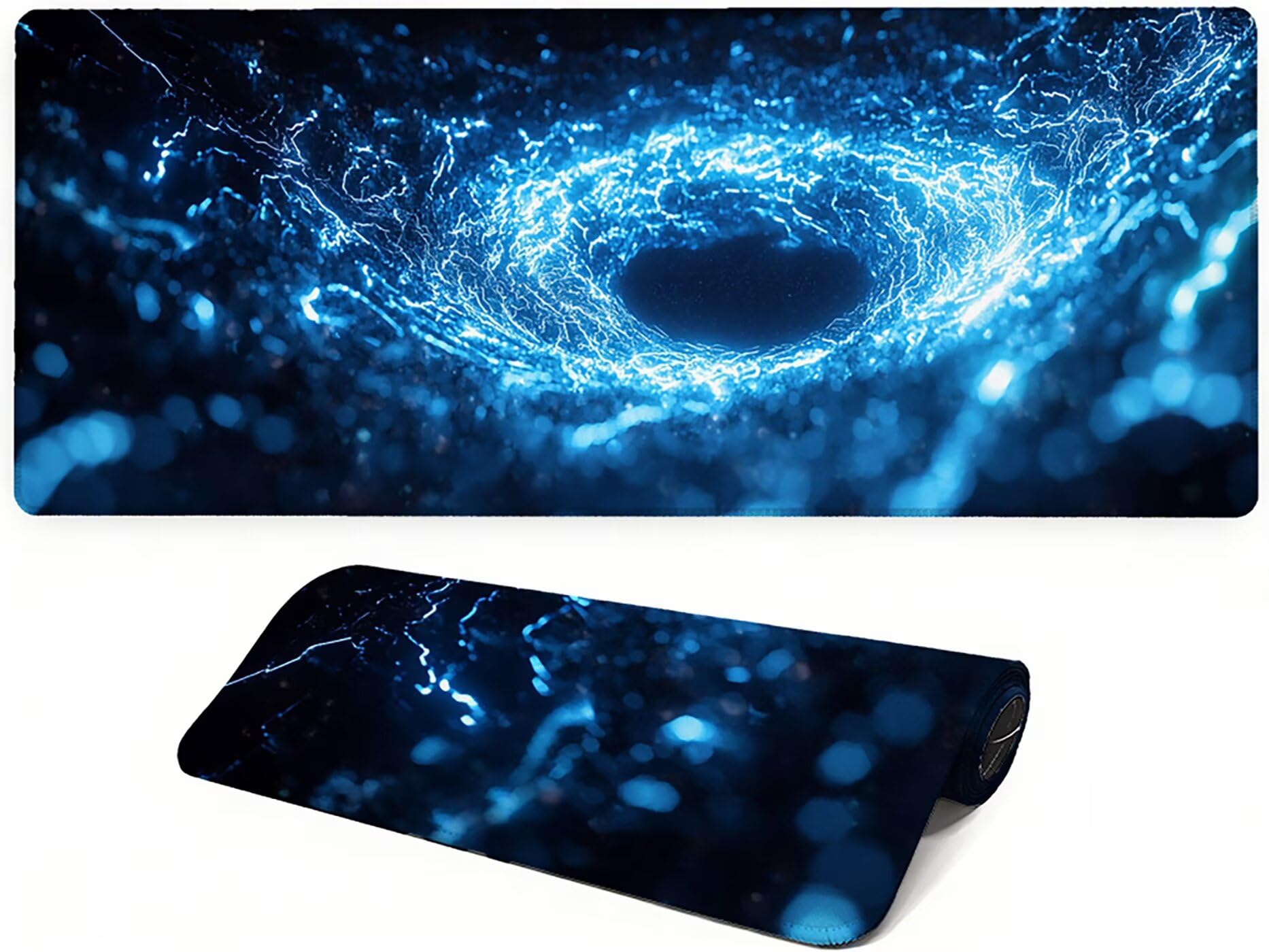 Lpfieonn Abstrakt Großes Schreibtischunterlage, XXL Schreibtischunterlagen, Blau XXL Wasserdicht Gaming Mousepad mit Vernähter Rand und Rutschfeste Gummibasis, für Laptop/Hause/Büro 120x60cm PF-3177