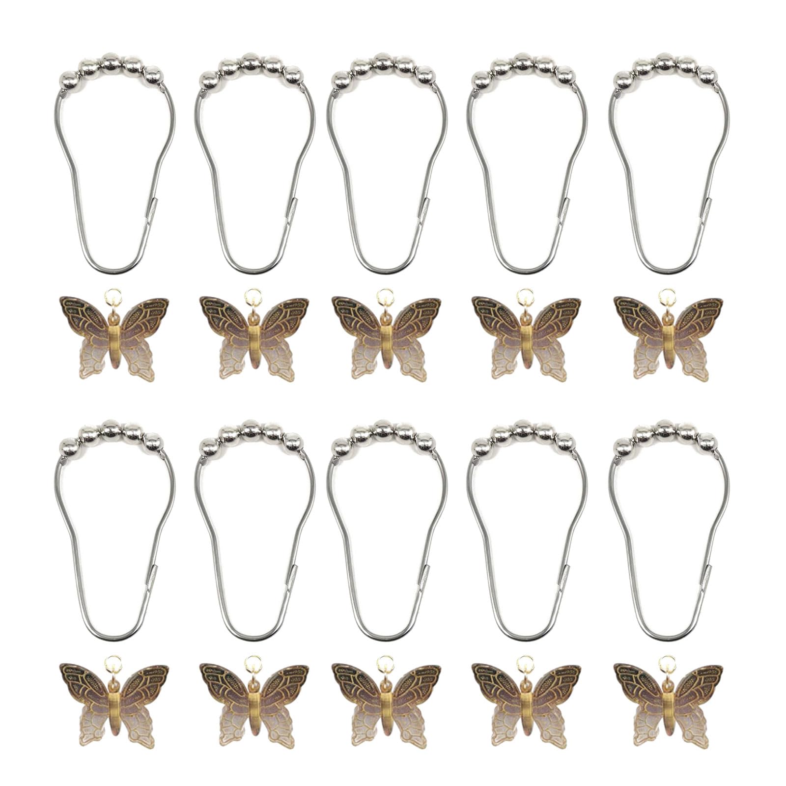 10Pcs Colorful Acrylic Butterfly Shower Curtain Rings Rusts Resistant Decorative Curtain Hooks for Bathroom Accessories Smooth Gliding Shower Hooks