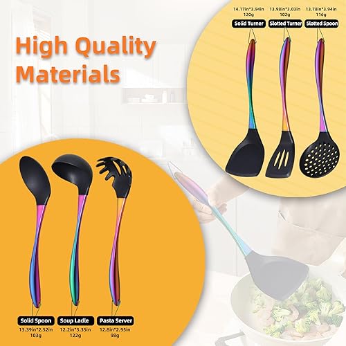 Miniatura 5 de Juego de utensilios de cocina, juego de 6 utensilios de cocina de silicona antiadherente grandes, hechos de silicona de grado alimenticio resistente