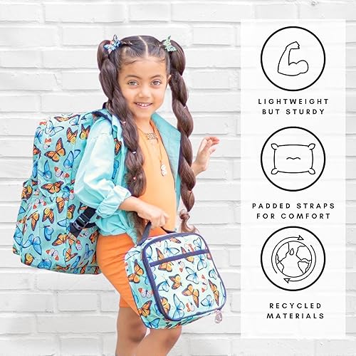 Miniatura 4 de Fenrici Mochila y lonchera para niños, bolsa escolar con compartimento para laptop, bolsa de almuerzo aislada, juego a juego