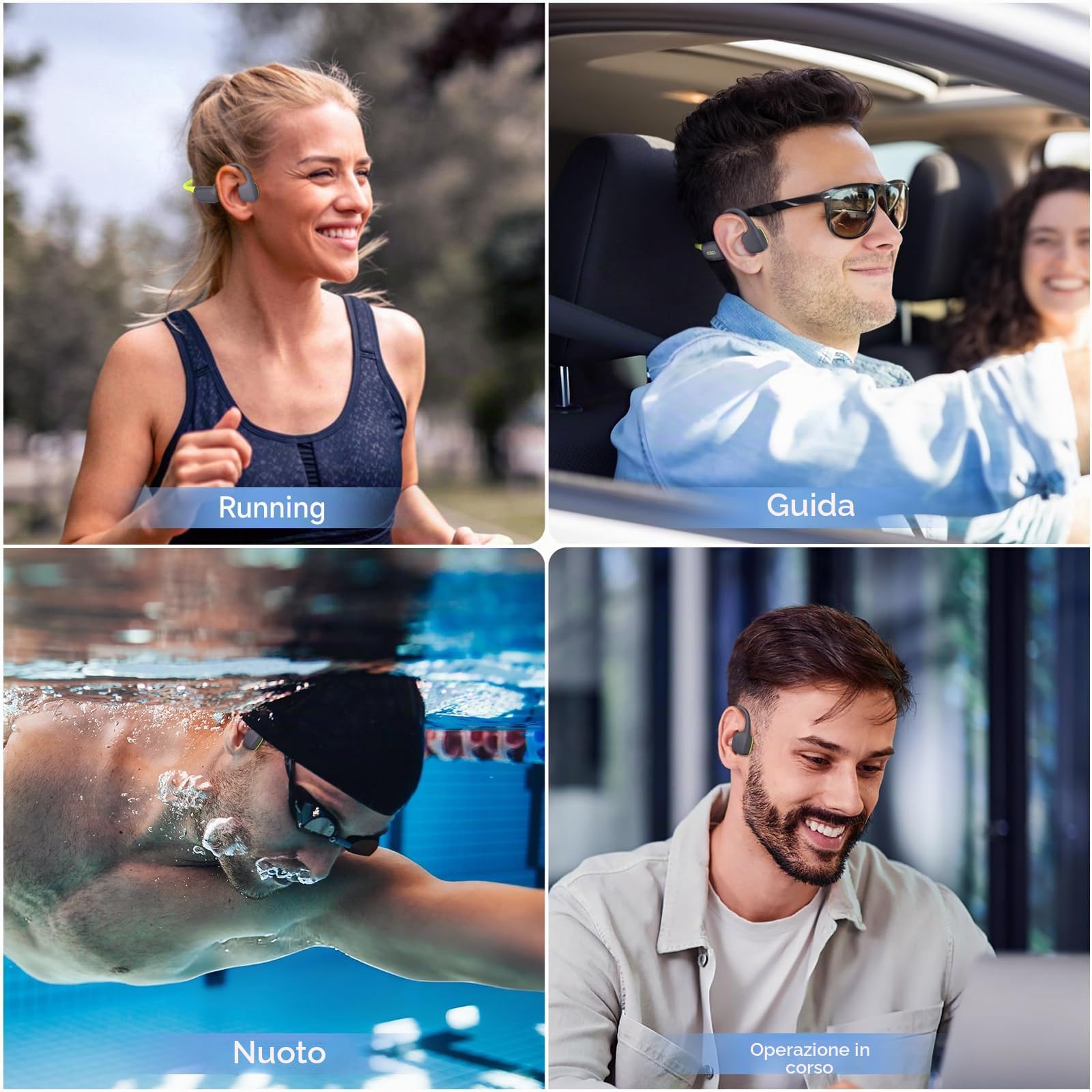 LOBKIN Cuffie Conduzione Ossea Nuoto, IPX8 Impermeabili Auricolari Piscina Nuoto Bluetooth 5.4, Cuffie Subacquee con Lettore MP3 da 32G, Wireless Auricolari per Nuoto, Surf, Corsa, Ciclismo