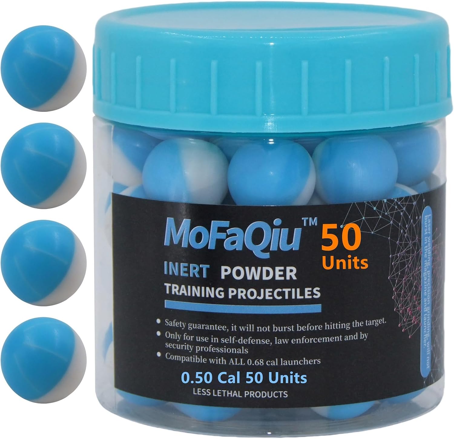 MoFaQiu.50 Cal Inert Ball,Fracture Groove Design,Laser Welding,for Training Paintball,Pepper Practice Balls, Pepper Training Ball, Compatible All .50 Cal Pepper Ball launchers (50 Count)