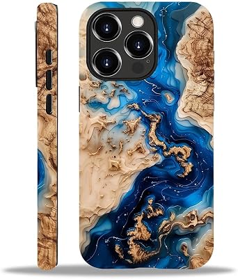 ZHEGAILIAN Compatible with iPhone 13 Pro Case,Resin River Wood Grain 13 Pro 2 in 1 Silicone Mixed Hard Pc Case,Durable Shock-Proof Protection Pattern Design