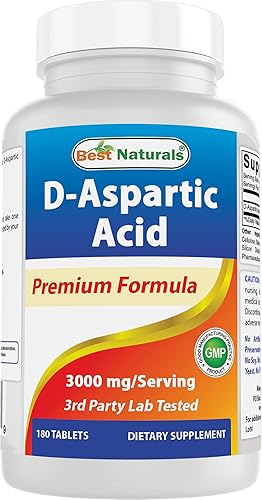 Best Naturals Ácido aspártico D (DAA) 3000 mg por porción, sin OMG y sin gluten, 180 tabletas disponible en Yaxa Guatemala