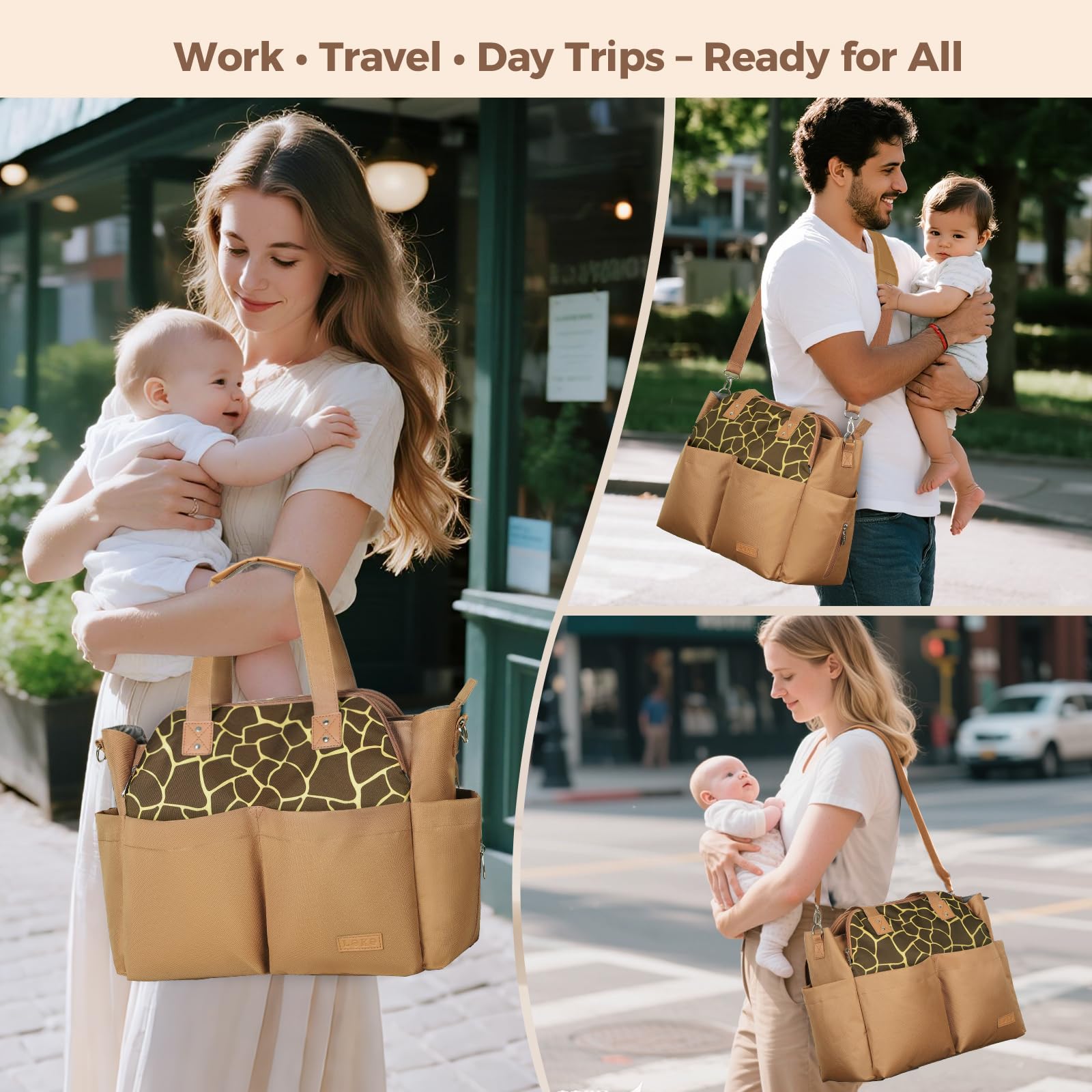 Lekebaby Borsa Fasciatoio Neonato Bambini per Passeggino, Impermeabile Multifunzionale Borsas Mamma Neonato con Fasciatoio Portatile e Ganci Passeggini Adatta per Viaggi/Shopping