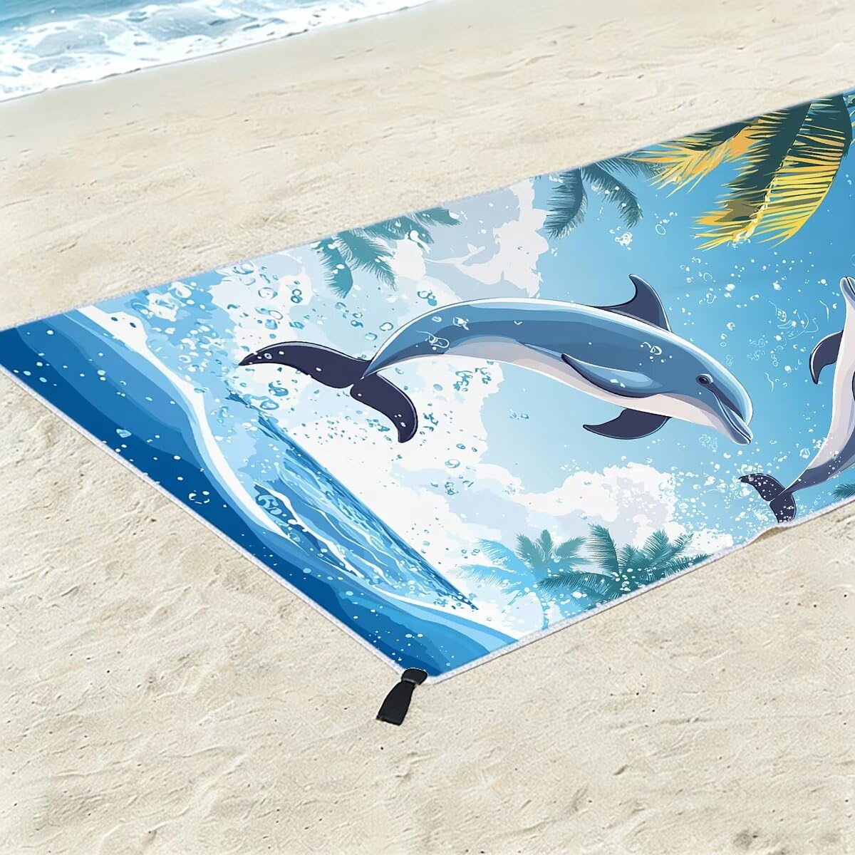 Telo Mare Microfibra, Telo Mare Grande 100x200cm 2 Pezzi, Asciugamano Palestra Donna Asciugatura Rapida, Antisabbia Asciugamano Microfibra, Leggero Asciugamani Palestra per Regalo (Delfino) -4314
