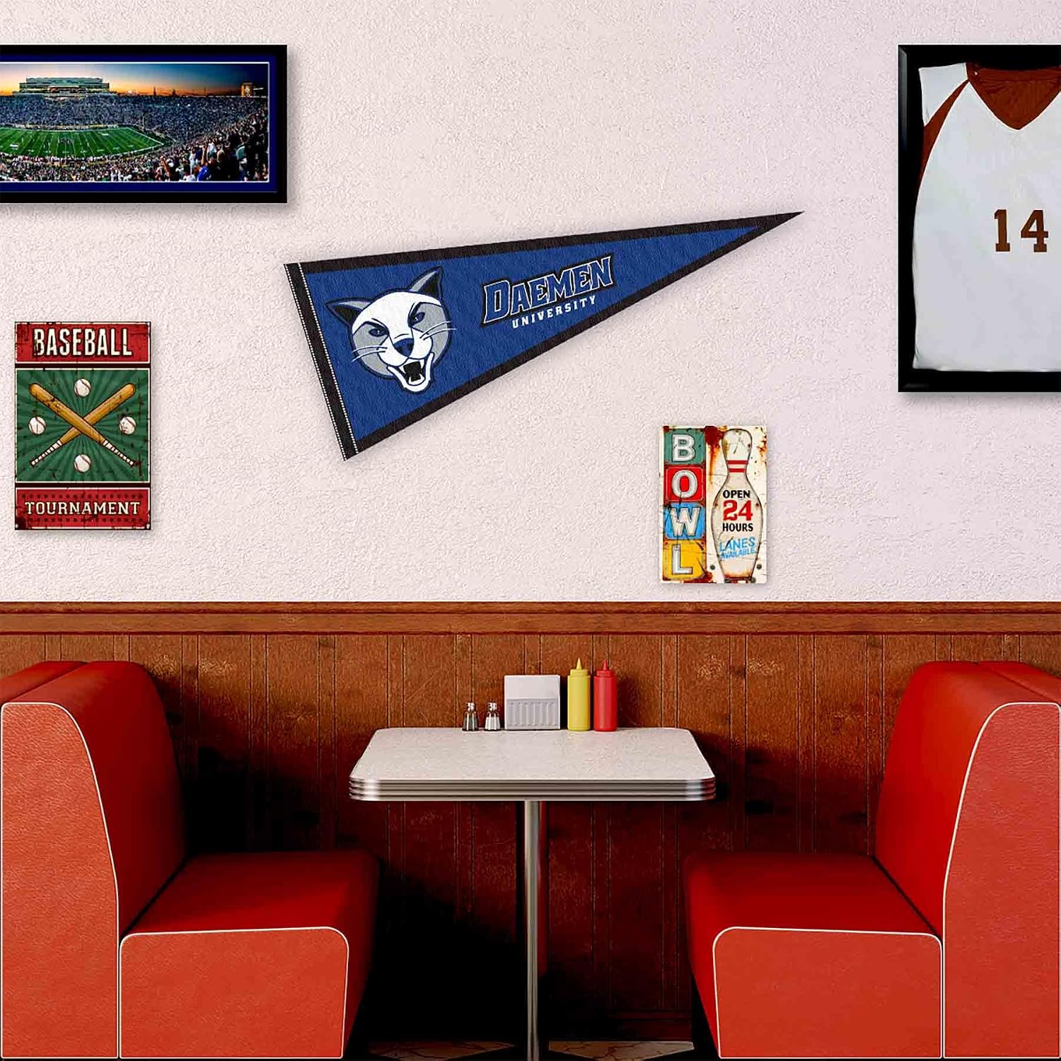 College Flags & Banners Co. Daemen Wildcats Logo Pennant Flag