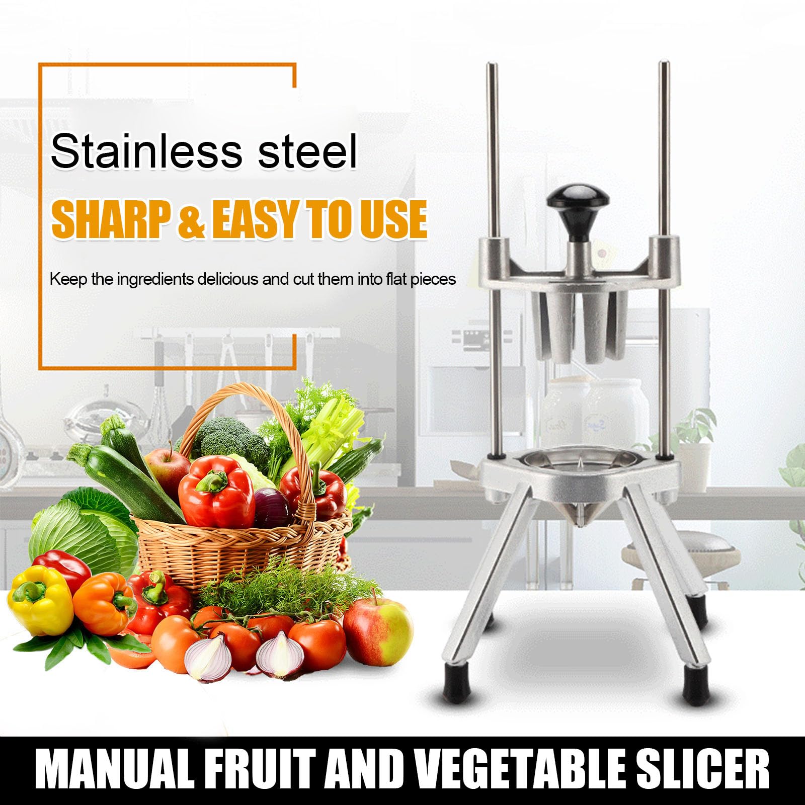 Cortador de frutas, cortador de limón/lima con hoja de acero inoxidable, 6 pétalos, divisor manual de verduras para bares, restaurantes, fiestas, cocina