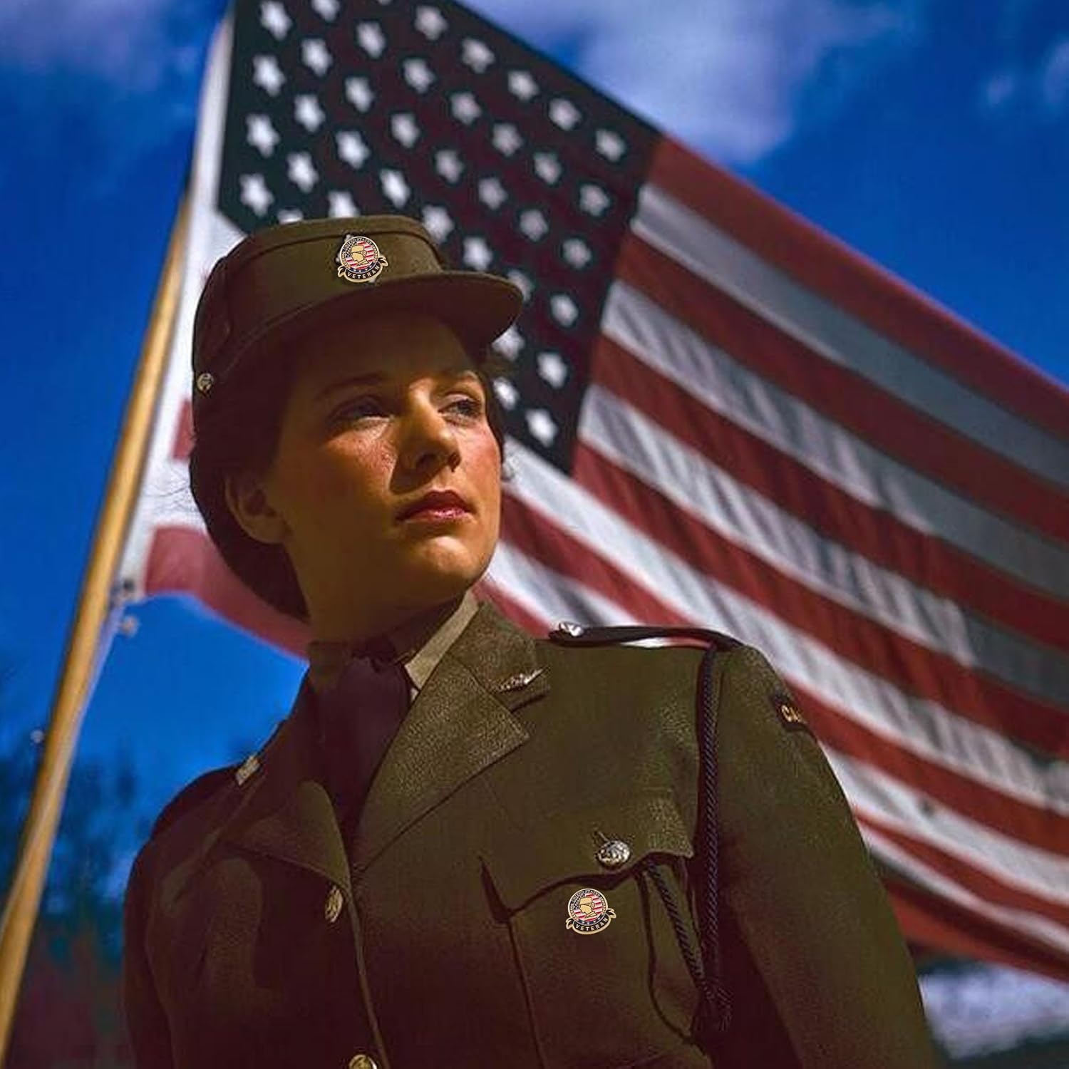 6/12/50/100 Pack US Female Soldier Veteran Pins– Patriotic American Flag Veterans Day Lapel pin Badge Brooch Memorial Day Military Patriotic Decorations Gifts - Image 6