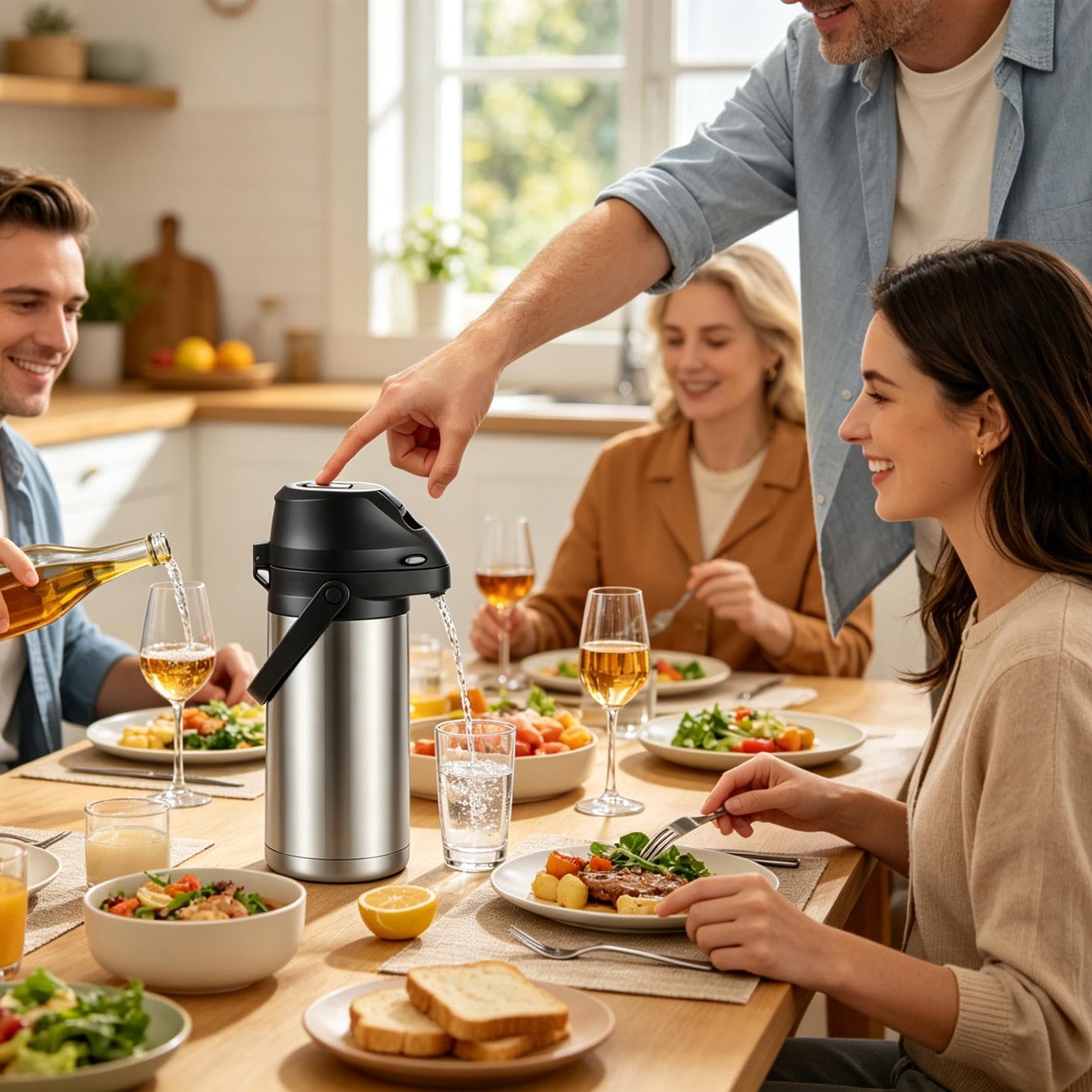 Tumbler Termico Di Grande Capacità Borraccia Isolata a Pulsante da 1,9 L | Bicchiere con Coibentazione Sottovuoto per Caffè, Tè, Bevande, Viaggi, Casa, Scuola, Ufficio, Campeggio e