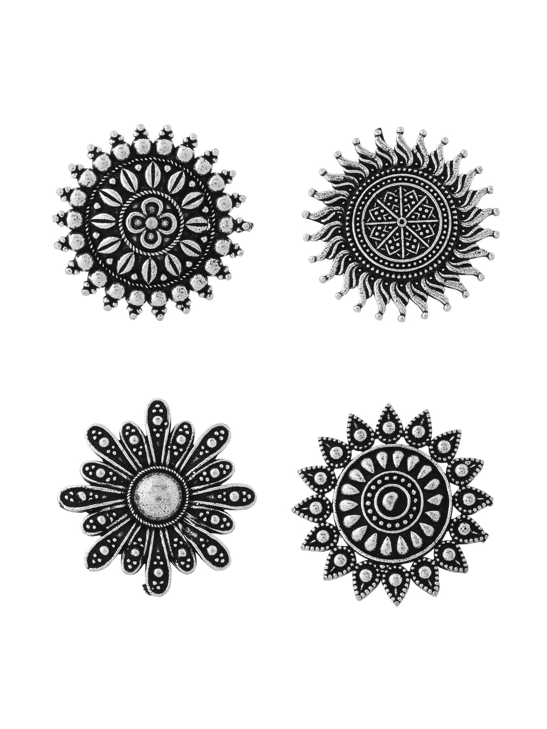 Yellow Chimes Rings for Women and Girls | Traditional Silver Oxidised Ring Set | Big Charm Floral Oxidised Rings for Girls | Floral Shaped Combo for Women | Accessories Jewellery for Women | Birthday Gift for Girls and Women Anniversary Gift for Wife (B0B1TQF8DY) Amazon Price History, Amazon Price Tracker