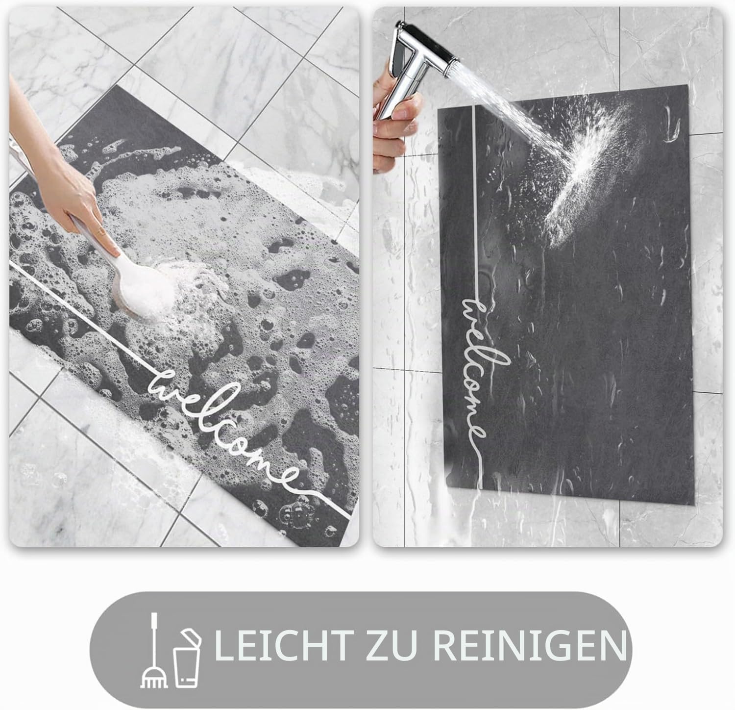 Willkommensmatte für den Innenbereich, ultradünne Fußmatte, 0,3 cm dünne Fußmatten für den Inneneingang, rutschfeste Gummi-Rückseite, waschbare Fußmatte, lichtbeständig, saugfähig, flaches