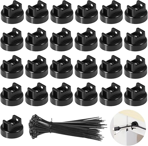 Miniatura 8 de Kit de soportes magnéticos para bridas de cables, 50 soportes con 200 bridas para cables, gestión magnética de cables de alta resistencia para