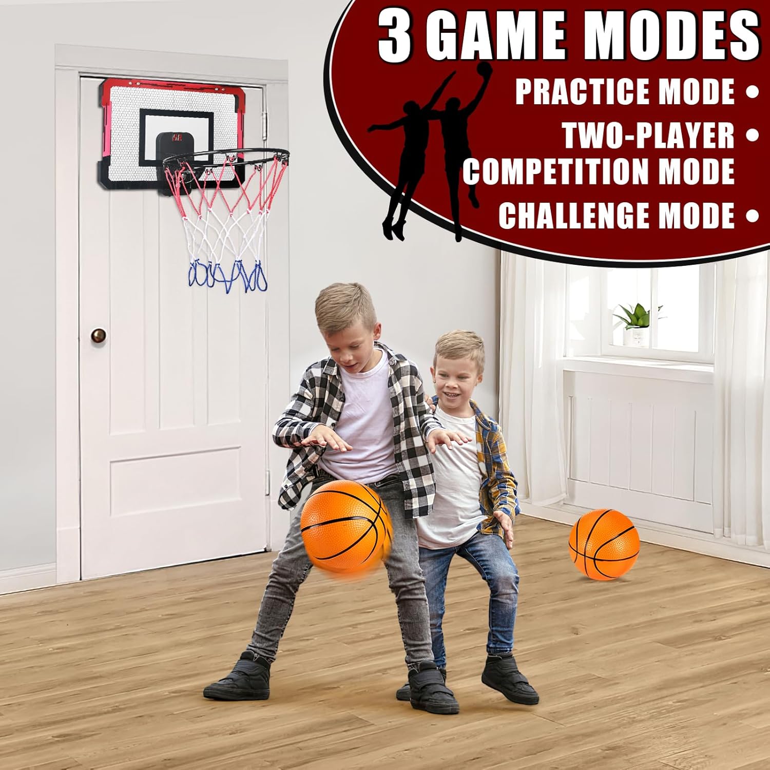Score Big with Our Mini Outdoor Indoor Basketball Hoop - Electronic Scoreboard & 2 Balls Included, Perfect Toy Gifts for Active Boys Ages 3 4 5 6 7 8 9 10 11 12