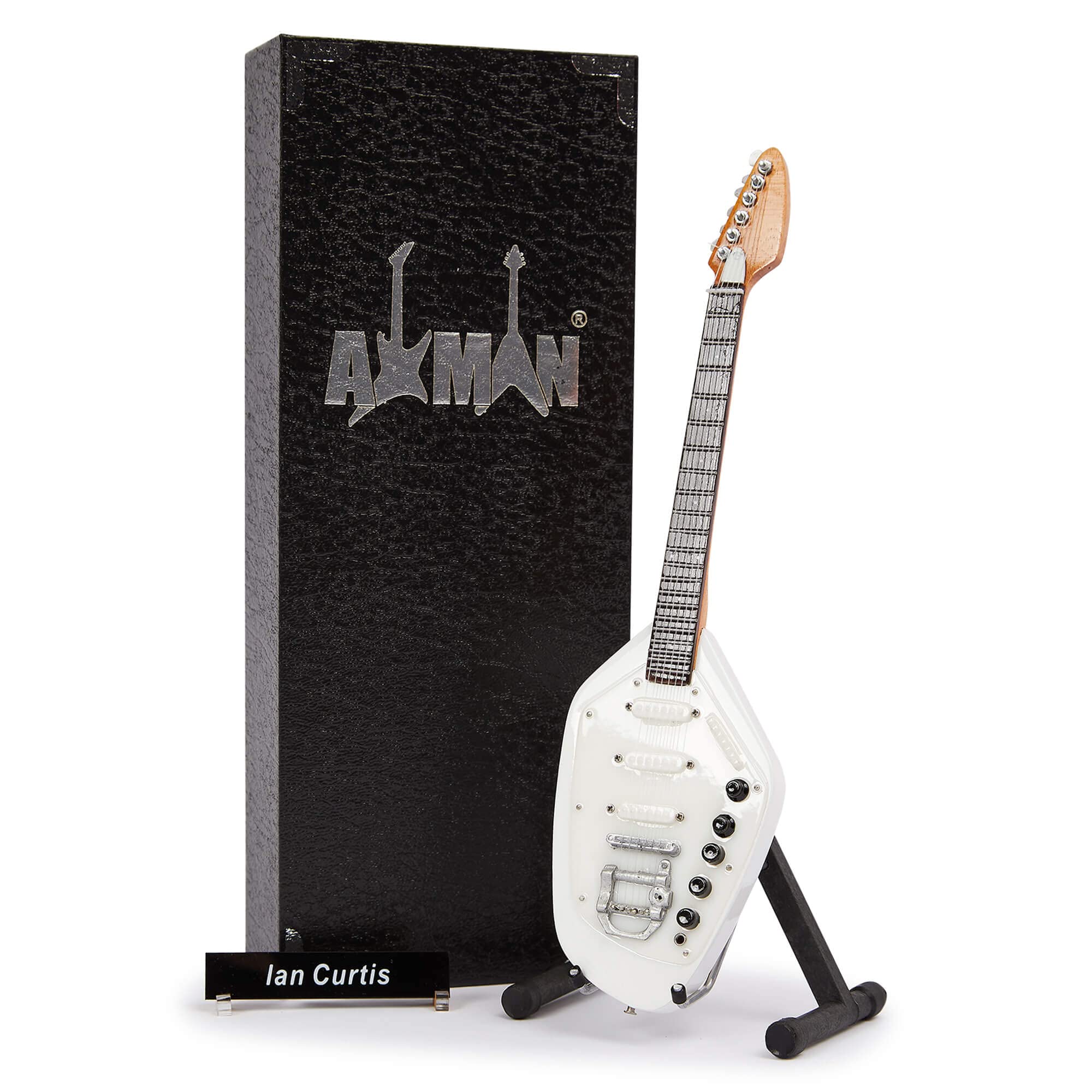 Ian Curtis – Réplique de guitare miniature – Cadeaux de musique – Ornement fait à la main Échelle 1/4 – Comprend une boîte de présentation, une étiquette de nom et un support de guitare miniature - Les Beatles, Paul McCartney, John Lennon, RIngo Starr, George Harrison Ian Curtis – Réplique de guitare miniature – Cadeaux de musique – Ornement fait à la main Échelle 1/4 – Comprend une boîte de présentation, une étiquette de nom et un support de guitare miniature