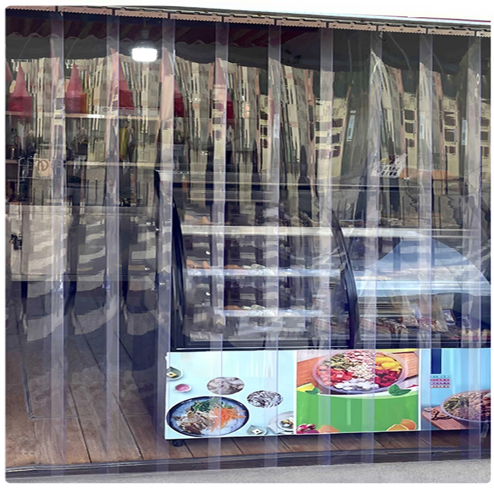 Rideau Industriel à Lanières Lamelles Lisse Lot Bandes Plastique Rideaux Transparents en PVC pour Congélateur Porte D'entrée du Salon(75x240cm/29.53x94.49in)
