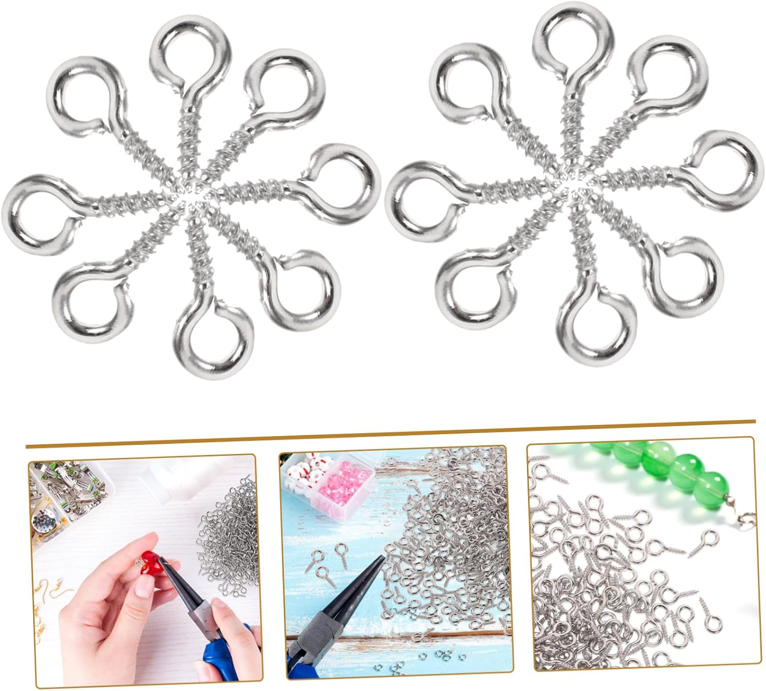 WOONEKY 500pcs Mini Screw Eye Pins for Jewelry Making Charms for DIY Craft Beads Accessories
